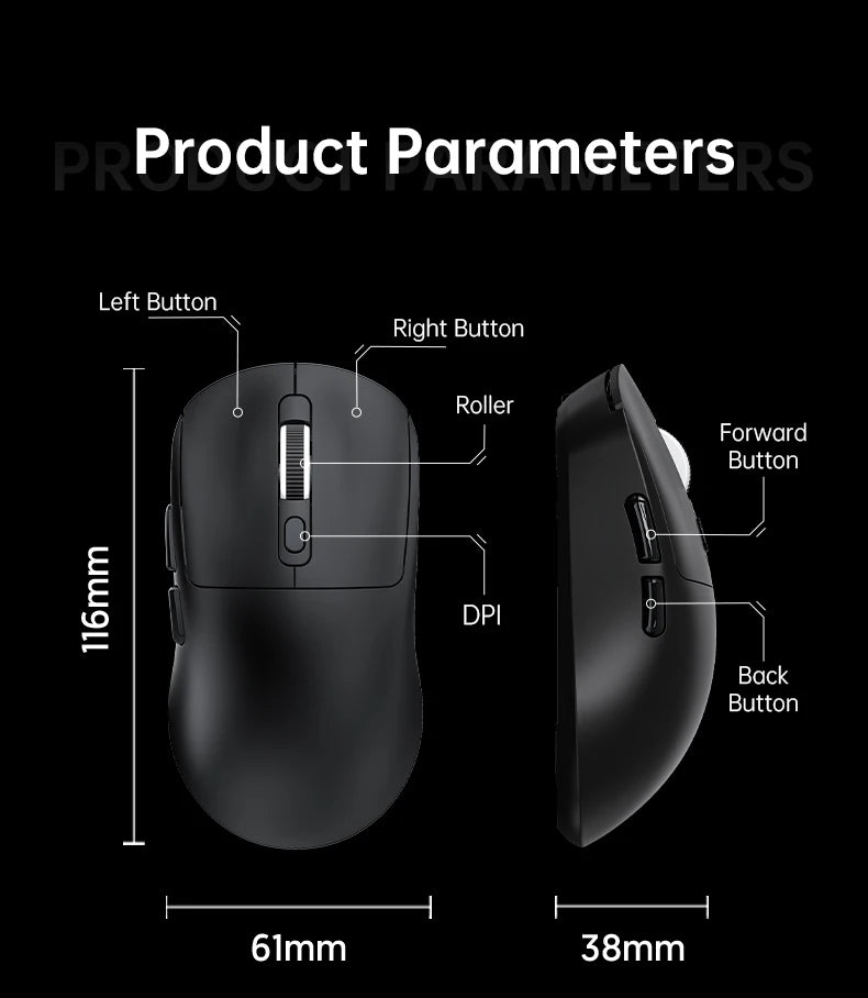KEBIDUMEI Tri-Mode Mouse 8000DPI Gaming Mouse Bluetooth Mouse Wired/BT/2.4G Wireless Mouse Rechargeable Silent Mice for Laptop