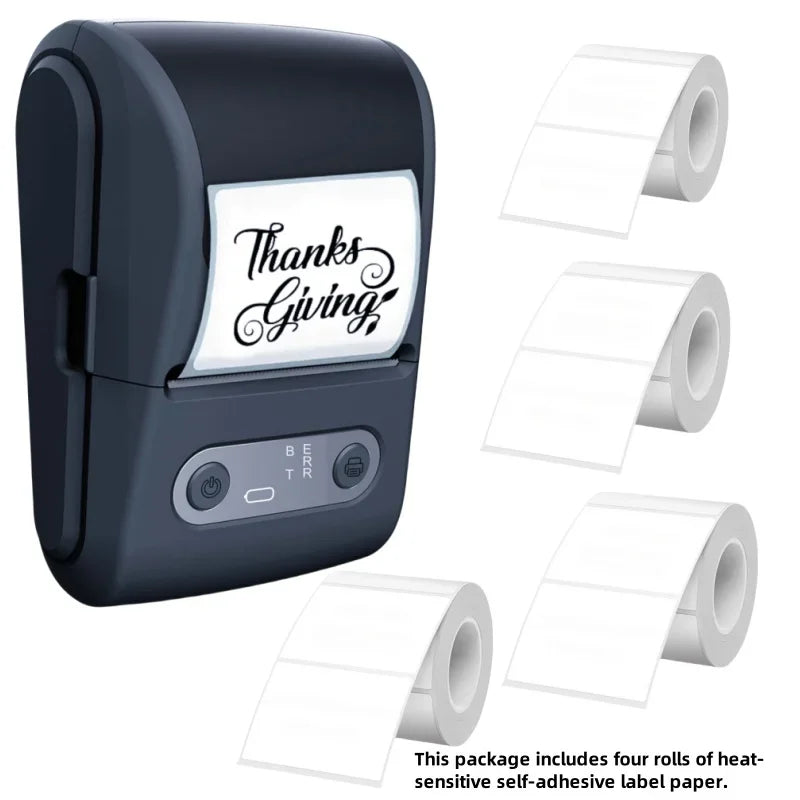 Wireless thermal label printer - suitable for printing product, address and price labels, ink-free, easy to use with smartphones