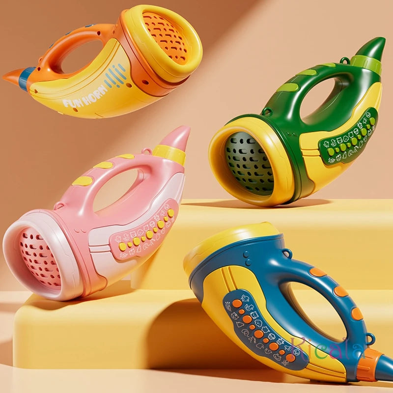 Kids Musical Blow Horn With 30 Realistic Animal Sounds Handheld Sound Amplifier Toy for Lung Capacity & Fun Play Birthday Gift