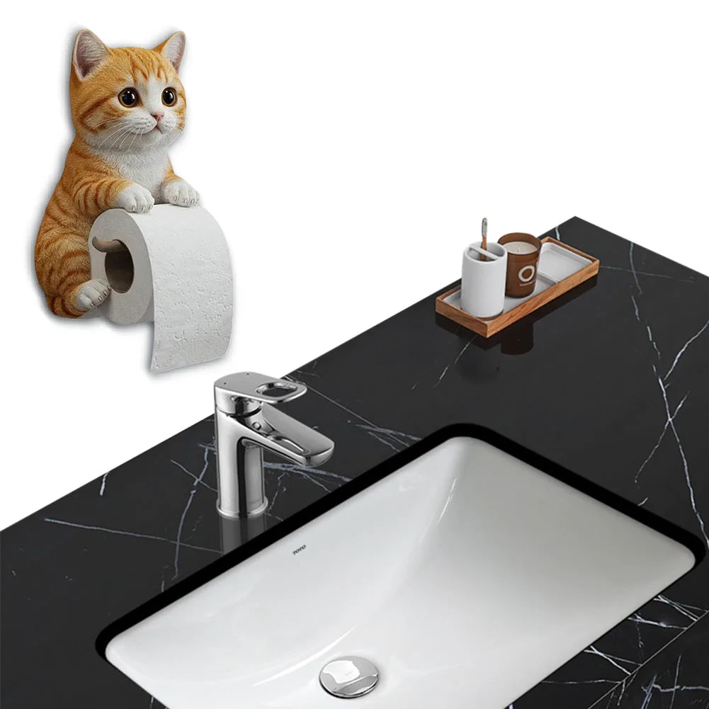 Wall Mount Toilet Paper Roll Holder Cat Paper Roll Holder Animal Paper Towel Holder for Bathroom Kitchen Small Spaces Farmhouse