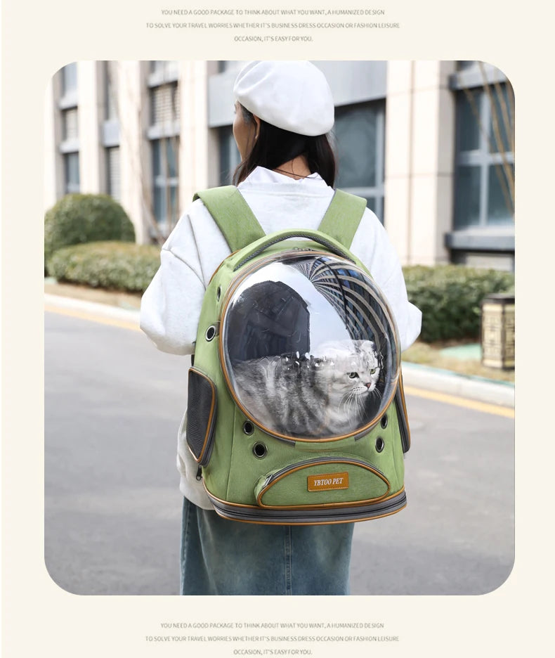 Portable cat, pet, and puppy backpack for outdoor use, lightweight and large capacity cat, small dog, space capsule, backpack