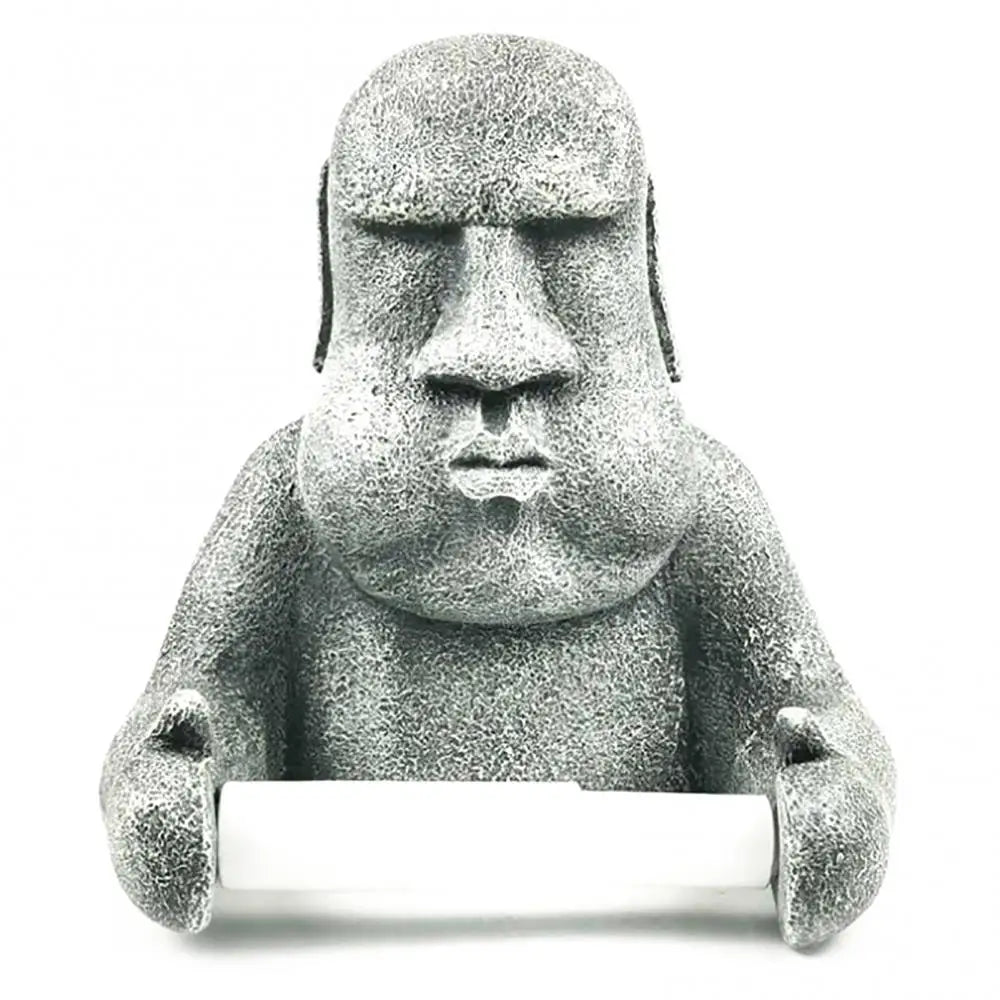 Wall Mounted Durable Roll for Bathroom Storage Holder Tissue Easter Island Moai Design Toilet Paper Rack Supplies