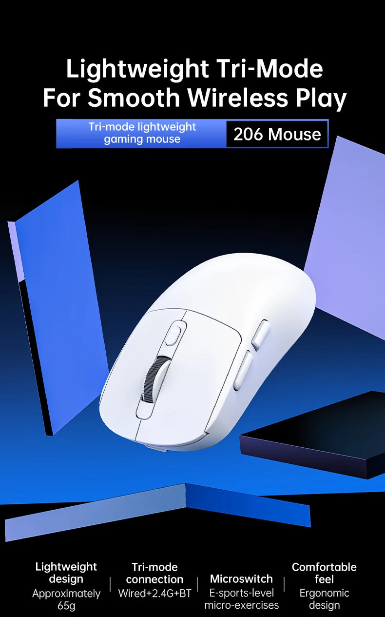 KEBIDUMEI Tri-Mode Mouse 8000DPI Gaming Mouse Bluetooth Mouse Wired/BT/2.4G Wireless Mouse Rechargeable Silent Mice for Laptop