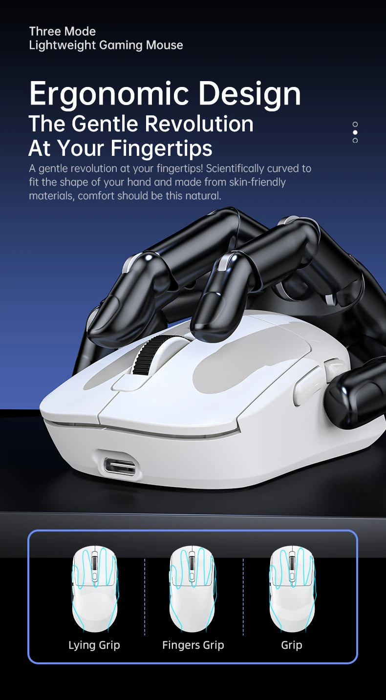 KEBIDUMEI Tri-Mode Mouse 8000DPI Gaming Mouse Bluetooth Mouse Wired/BT/2.4G Wireless Mouse Rechargeable Silent Mice for Laptop