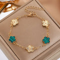 Five Petal Flower Bracelet Chain Tassel Colorful Enamel Charm Women Fashion Elegant Jewelry Gift Trendy Accessory