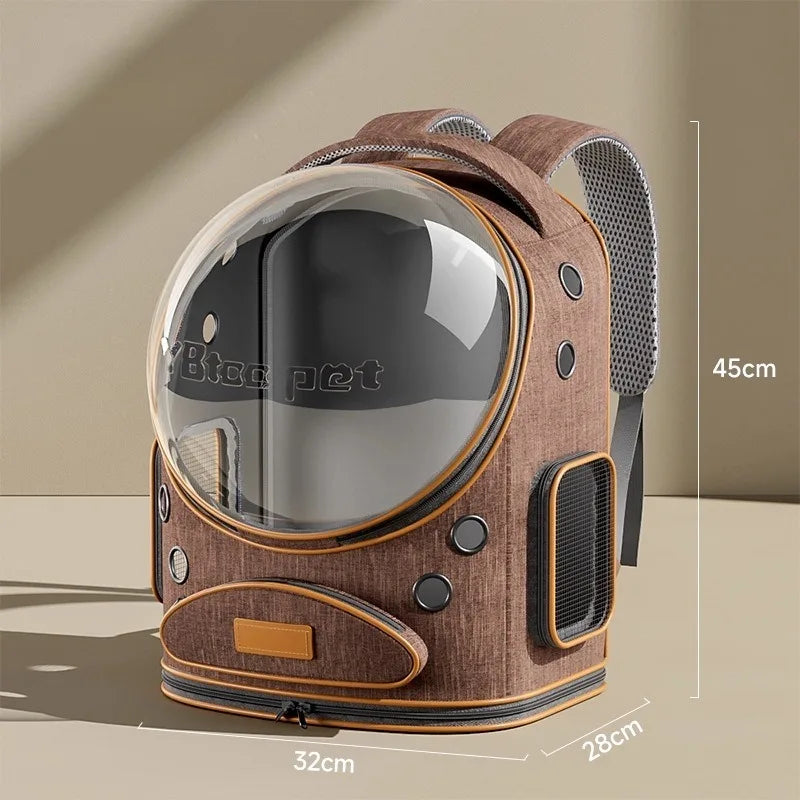 Portable cat, pet, and puppy backpack for outdoor use, lightweight and large capacity cat, small dog, space capsule, backpack