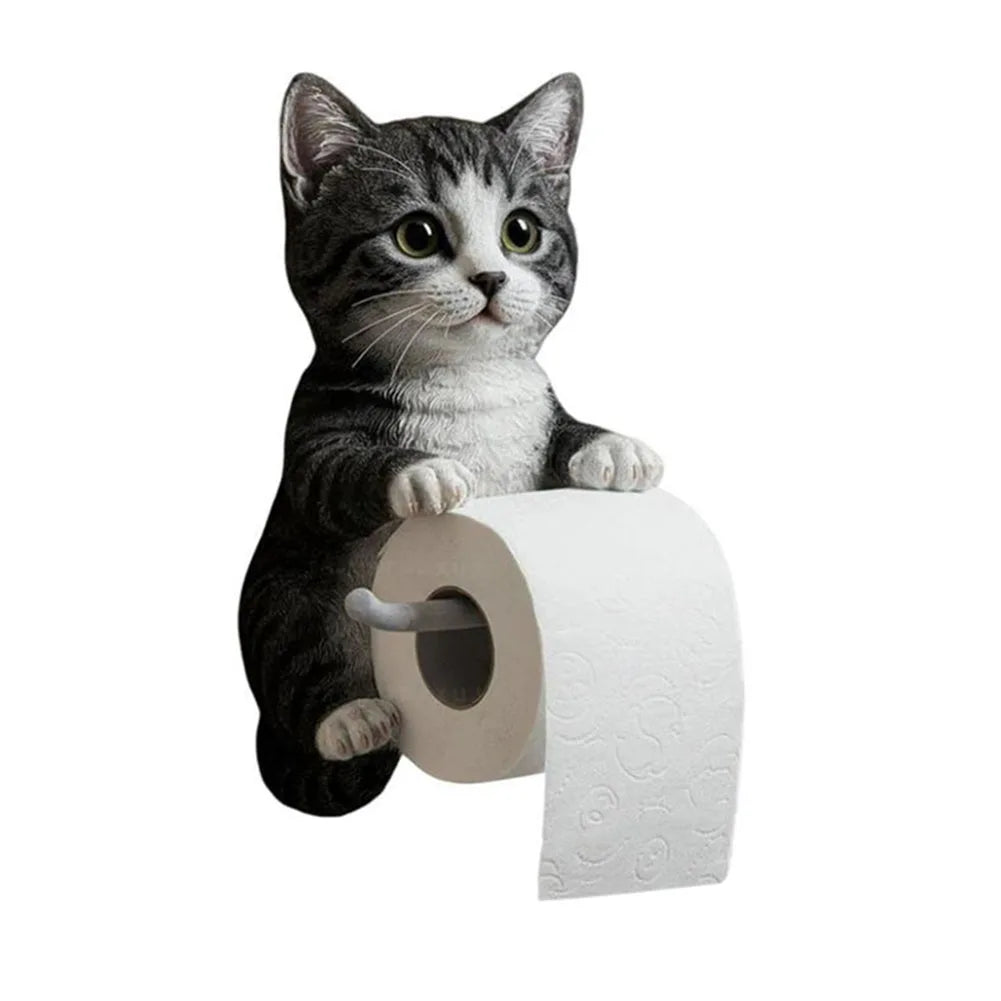 Wall Mount Toilet Paper Roll Holder Cat Paper Roll Holder Animal Paper Towel Holder for Bathroom Kitchen Small Spaces Farmhouse