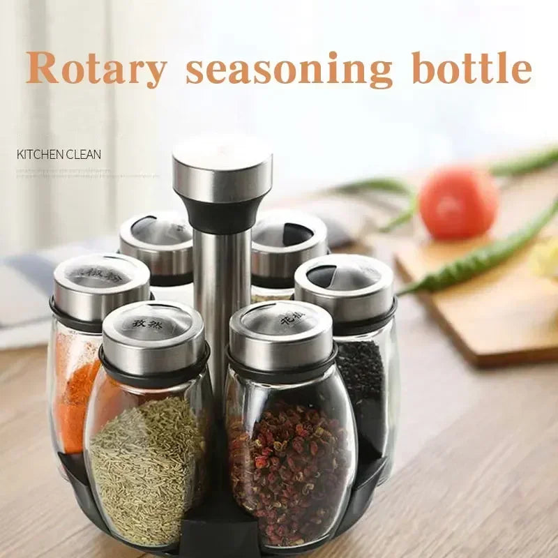 NEW Single Bottle Glass Jar and Spice Jar Set Rack Glass Seasoning Sugar Pepper Bottles Salt Shakers Holder Kitchen Storage Rack