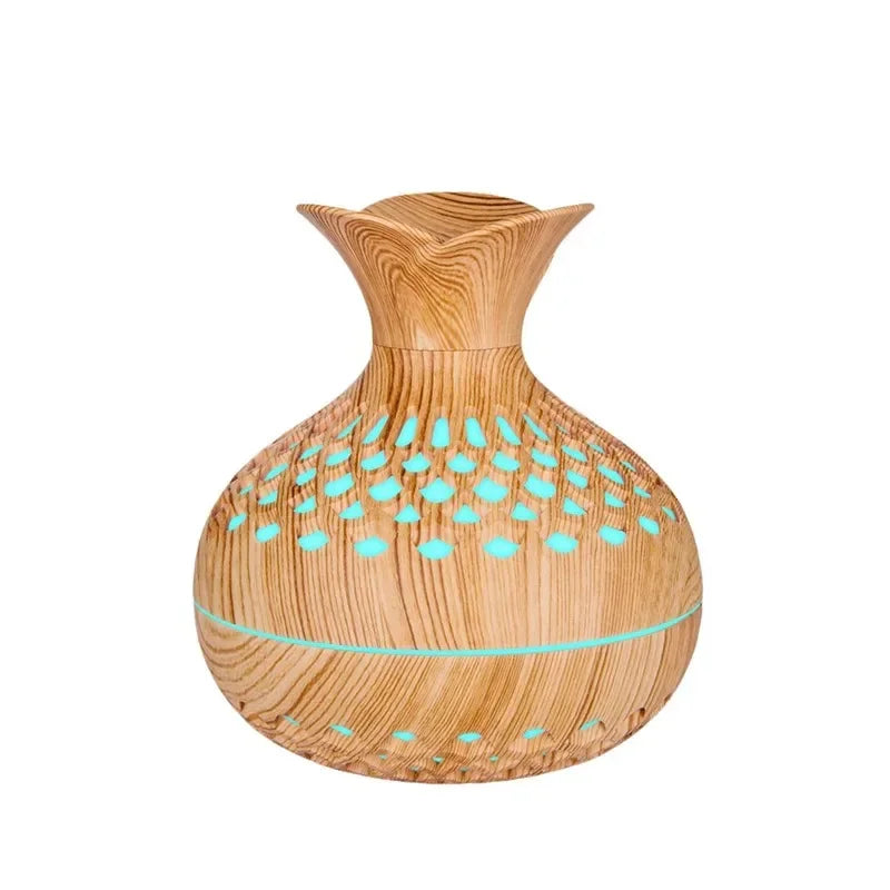 Wood Grain Mini Vase Air Humidifier USB Electric Ultrasonic Water Aroma Essential Oil Diffuser Home Room Fragrance Air Purifier