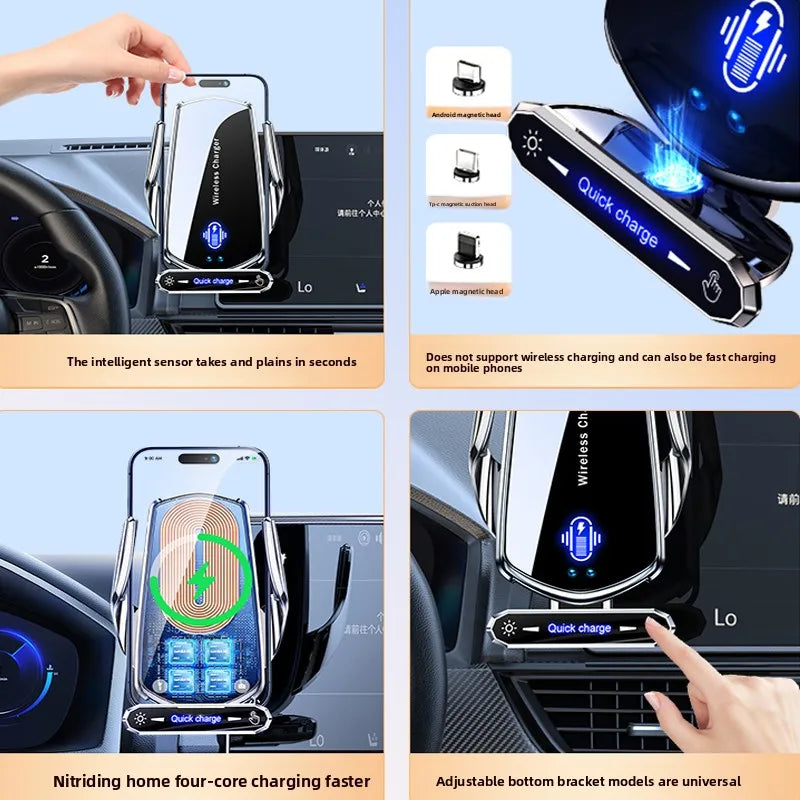 Wireless Charger For Car Mobile Cell Phone Holder Support For Mobile Car Mount Automotive Electric Induction Auto Clamping