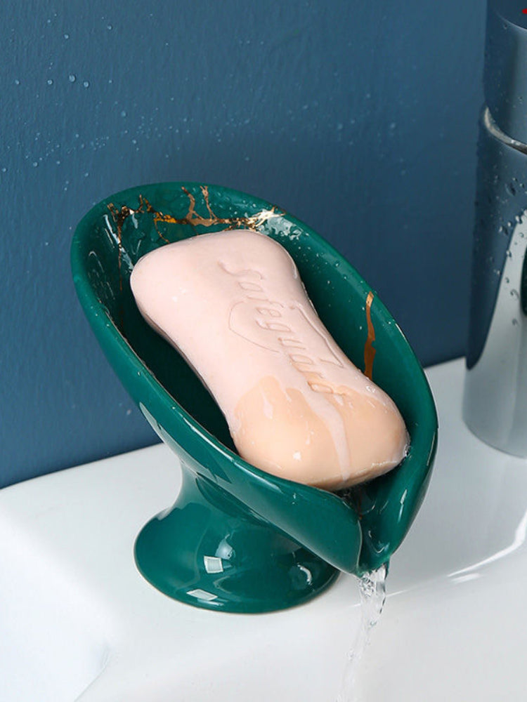 New 1 ceramic Leay shower soap holder, bathroom and kitchen supplies shape box, drain hole tray, storage board