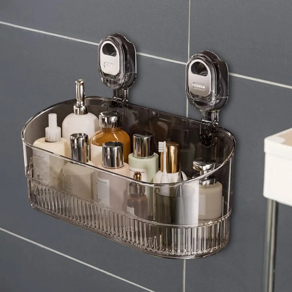 Hanging Shower Shelf Suction Storage Box Large Capacity & Strong Load-Bearing Removable Shower Basket Suction Cup for Bathroom
