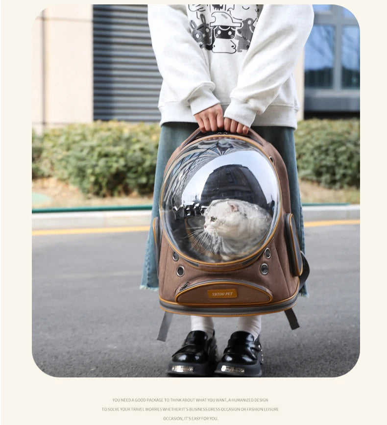 Portable cat, pet, and puppy backpack for outdoor use, lightweight and large capacity cat, small dog, space capsule, backpack