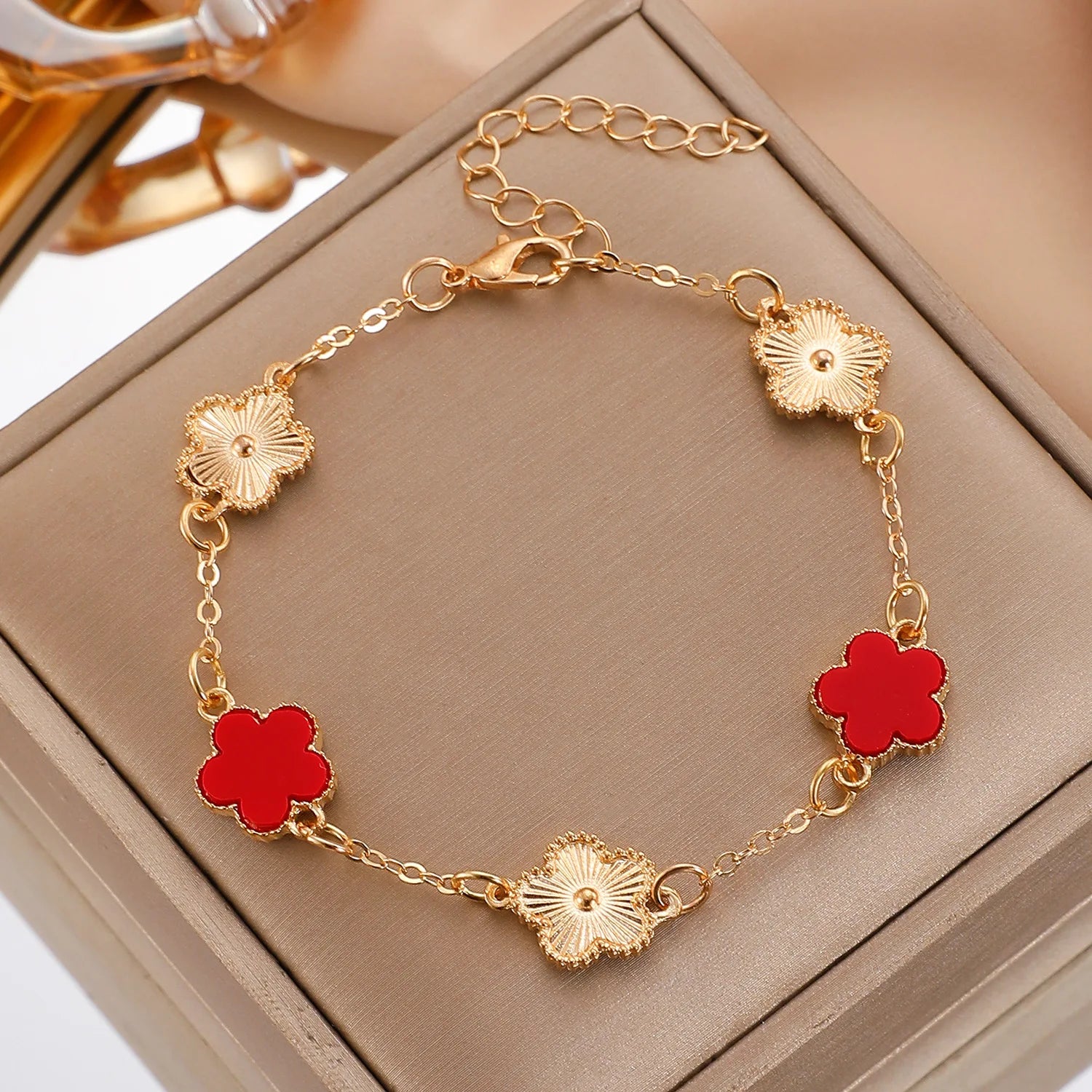 Five Petal Flower Bracelet Chain Tassel Colorful Enamel Charm Women Fashion Elegant Jewelry Gift Trendy Accessory
