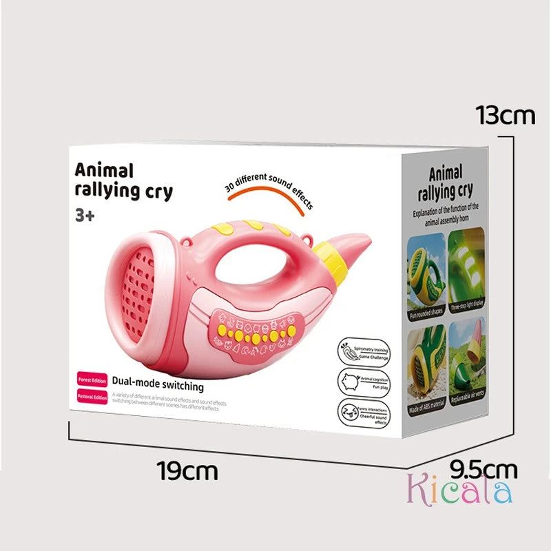 Kids Musical Blow Horn With 30 Realistic Animal Sounds Handheld Sound Amplifier Toy for Lung Capacity & Fun Play Birthday Gift