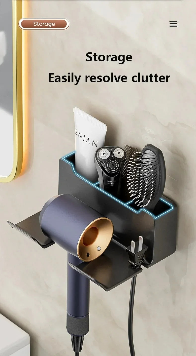 Hot Sale Hair Dryer Holder Wall Mount Suction Cup Bathroom Organizer Wall Mount Hairdryer Holder Straightener Stand Rustproof