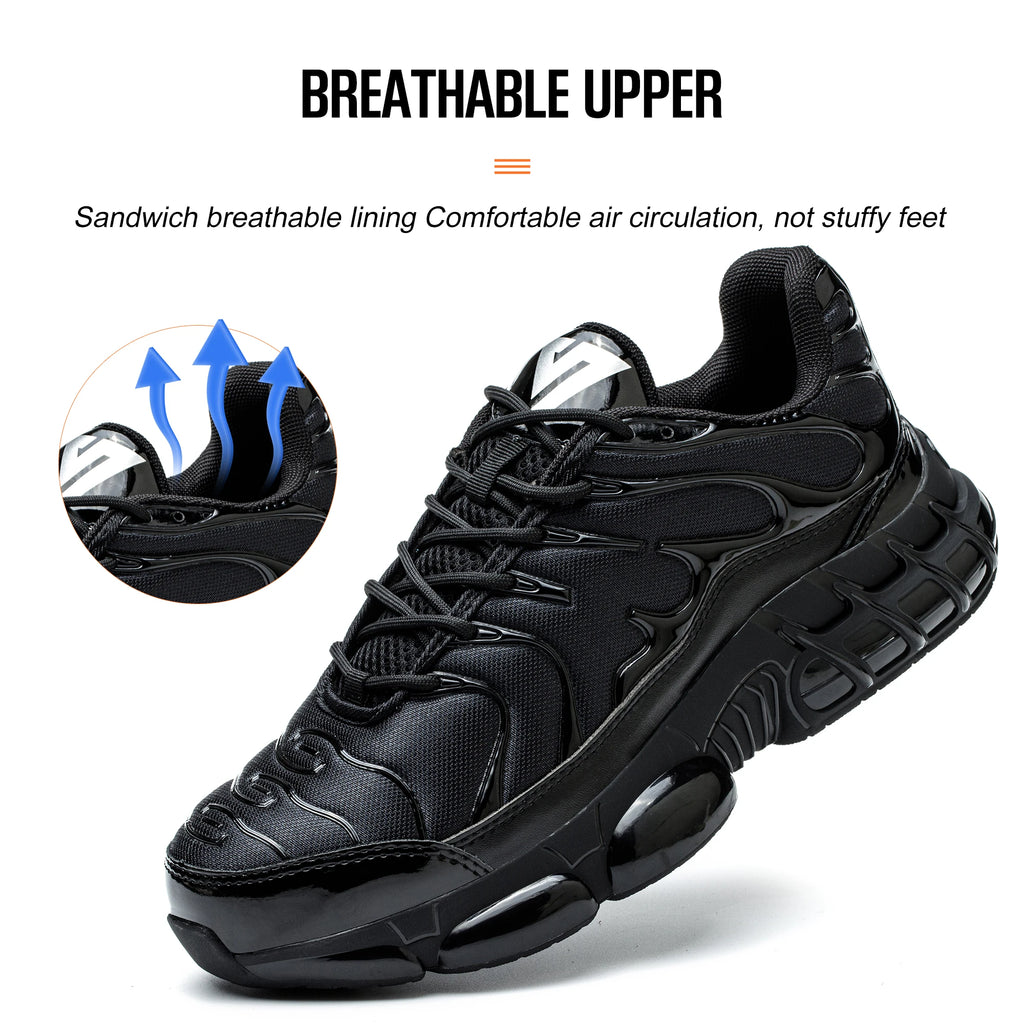 Mens Steel Toe Work Shoes Low Top Adjustable Comfortable Safety Shoes Slip Resistant Work Sneakers Anti-Puncture Anti-smash
