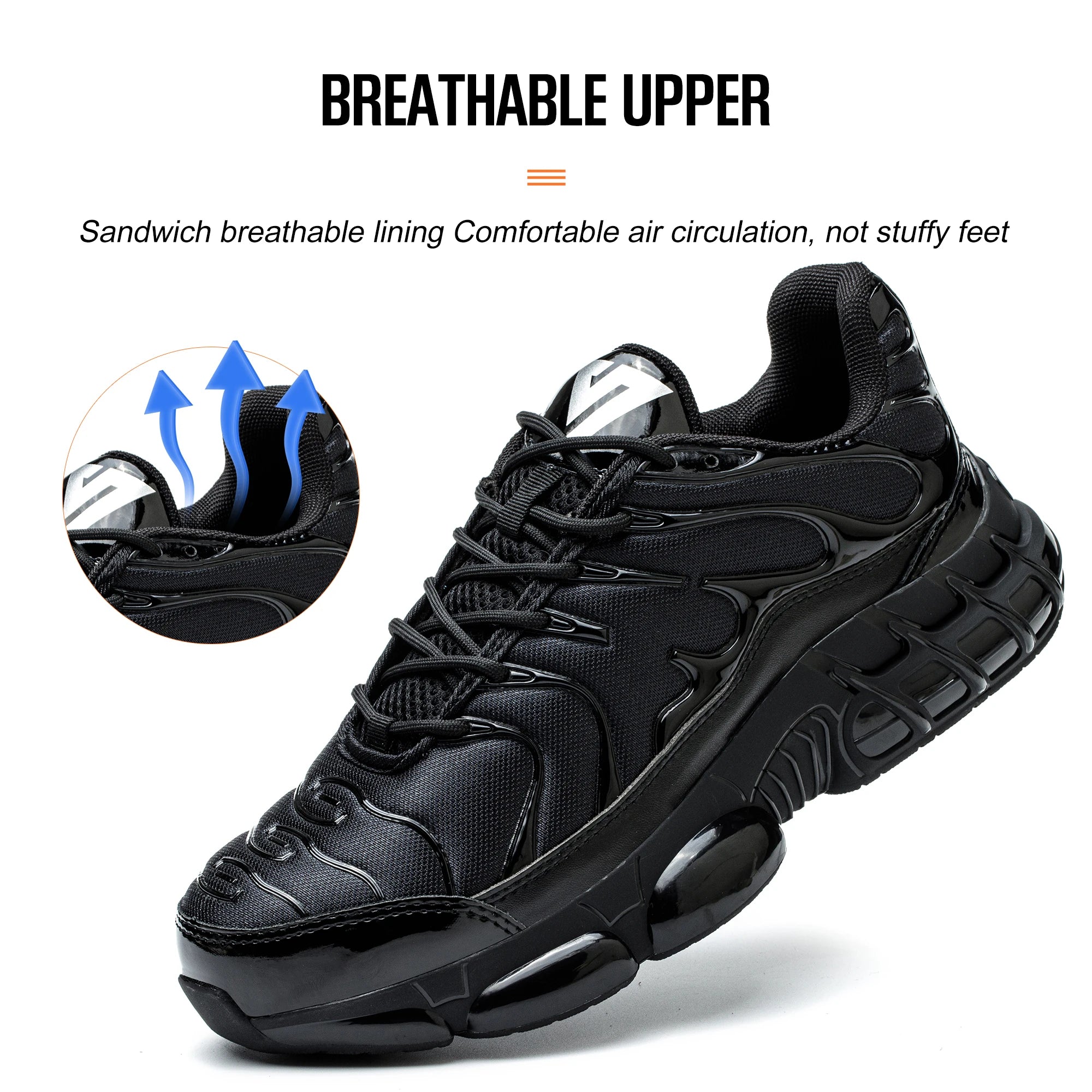 Mens Steel Toe Work Shoes Low Top Adjustable Comfortable Safety Shoes Slip Resistant Work Sneakers Anti-Puncture Anti-smash