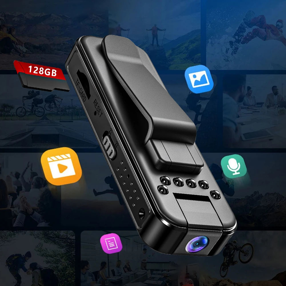 HD 1080P Mini Camera with Back Clip Infrared Night Vision Portable Digital Video Recorder Motion Detection Outdoor Sports DV DVR