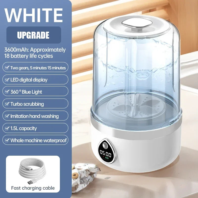Mi Portable Wireless Washing Machine Underwear Cleaner 1.5L Mini Socks Washing Machine With LED Laundry Bucket
