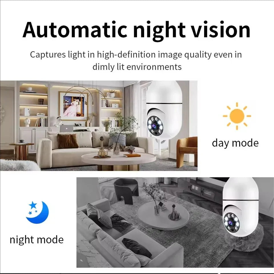 Bulb E27 Surveillance Camera Full Color Night Vision Automatic Human Tracking Zoom Indoor Security Monitor Wifi Miini IP Camera