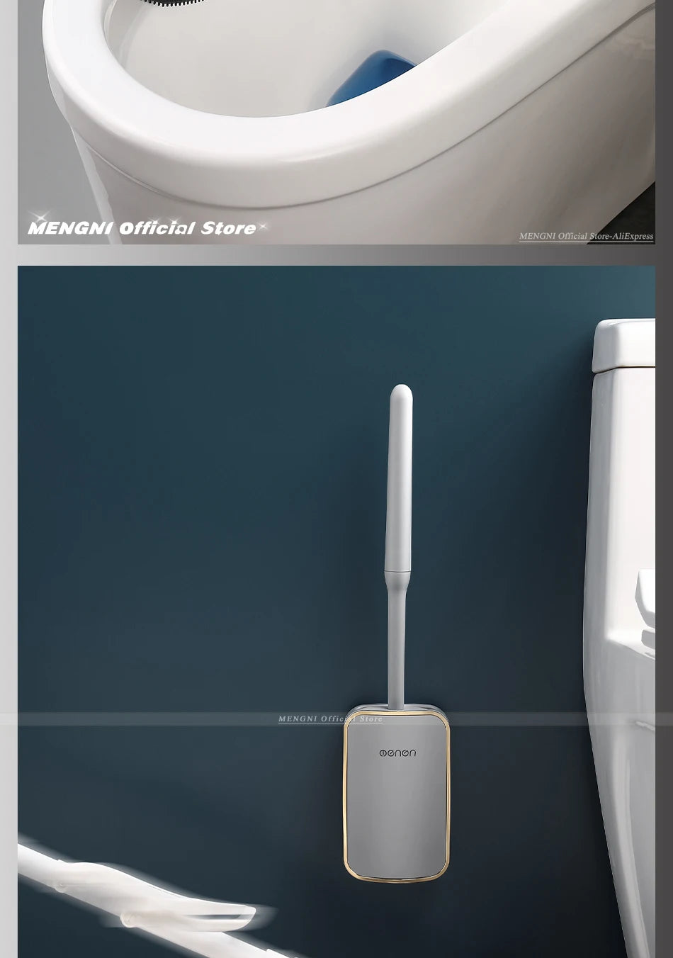 MENGNI-Luxury Toilet Brush Bathroom Wall-mount Quick Draining Clean Tool Cleaning Brush Bathroom Accessories Sets