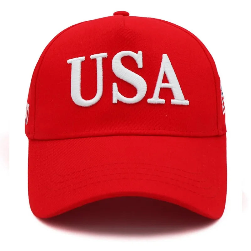 2024 New American Election Hat Letter Embroidered Red Cap American Flag Baseball Cap Party Assembly Hat