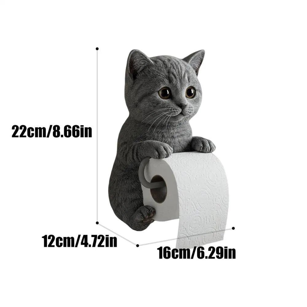 Wall Mount Toilet Paper Roll Holder Cat Paper Roll Holder Animal Paper Towel Holder for Bathroom Kitchen Small Spaces Farmhouse