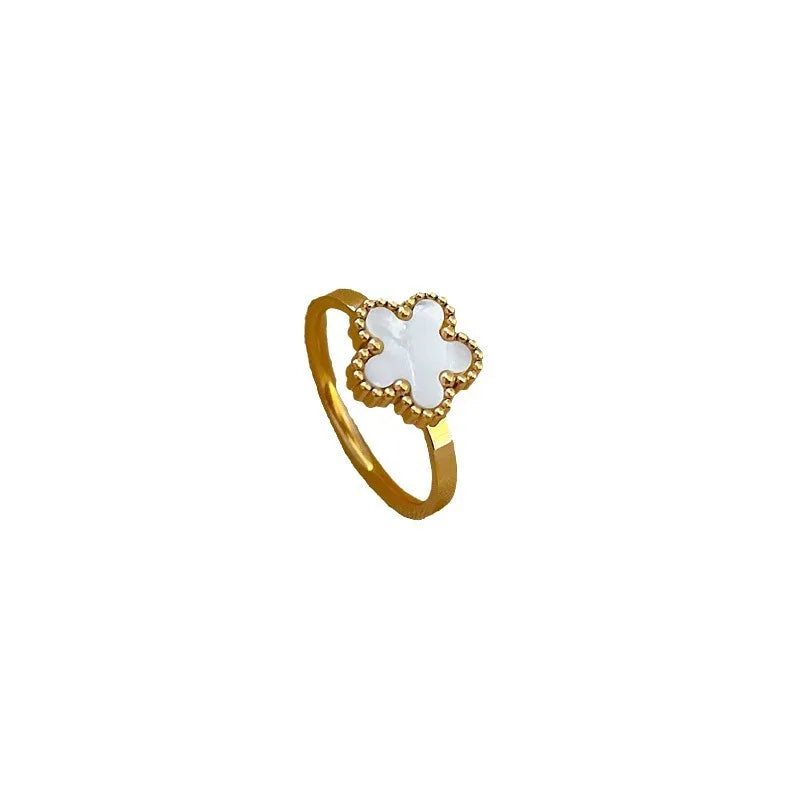 Delicate Stainless Steel Flower Ring For Women Romantic Plum Blossom Five Leaf Petal Finger Rings Fashion Aesthetic Jewelry Gift