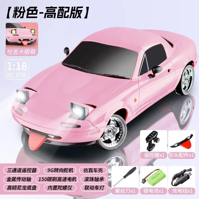 New 1:18 Adorable Mx-5 Miata Rx7 Rc Drift Car 2.4g Esp Gyro Flip-Up Light Full Scale Remote Control Toy Car Kid Adult Xmas Gift