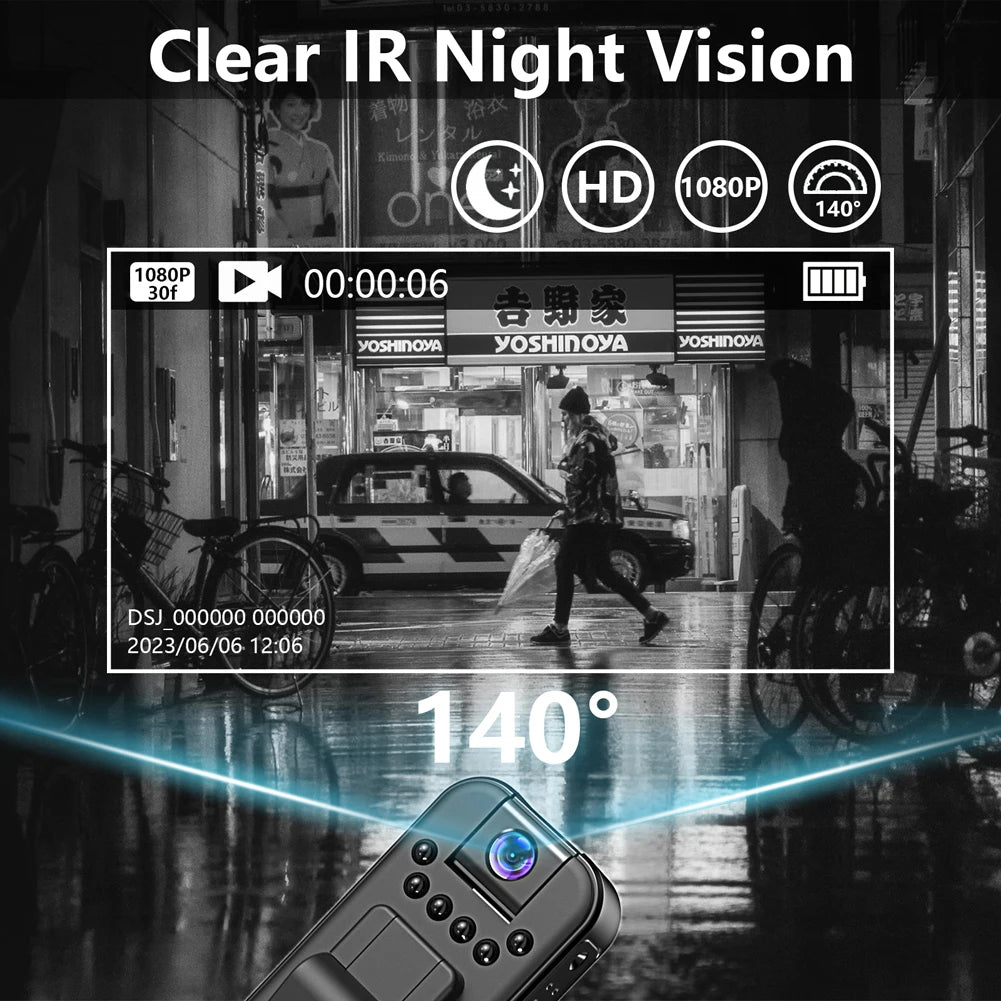 HD 1080P Mini Camera with Back Clip Infrared Night Vision Portable Digital Video Recorder Motion Detection Outdoor Sports DV DVR