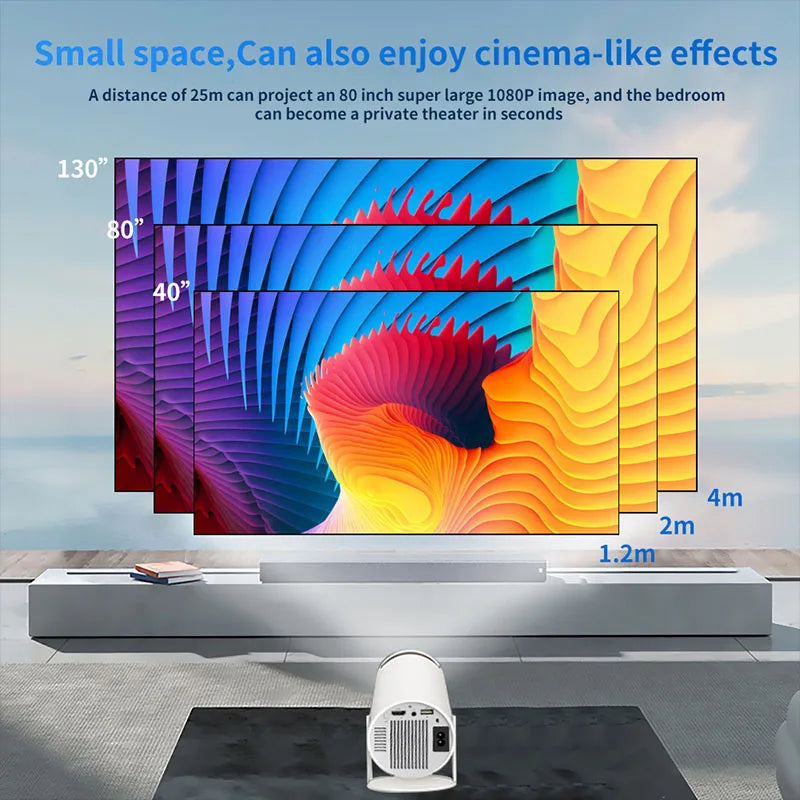 Smart Portable Projector Game projector 4K Android11.0 720P Native 1280*720P compatible with mobile phones and game controllers.
