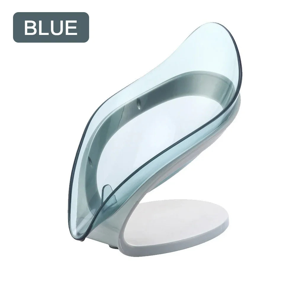 Leaf Shape Soap Box Freestanding Suction Cup Bathroom Organizer Storage Rack for Laundry Soap Accessories