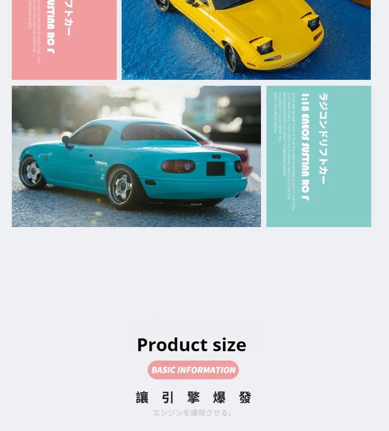 New 1:18 Adorable Mx-5 Miata Rx7 Rc Drift Car 2.4g Esp Gyro Flip-Up Light Full Scale Remote Control Toy Car Kid Adult Xmas Gift