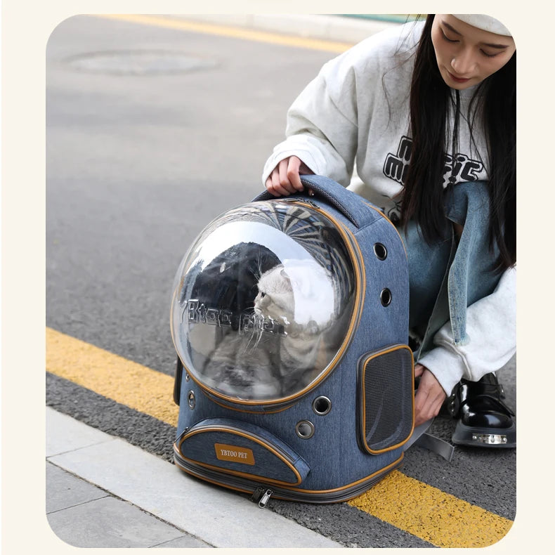 Portable cat, pet, and puppy backpack for outdoor use, lightweight and large capacity cat, small dog, space capsule, backpack