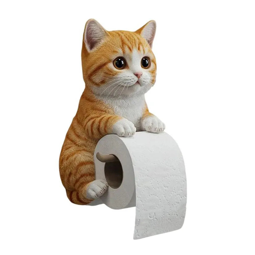 Wall Mount Toilet Paper Roll Holder Cat Paper Roll Holder Animal Paper Towel Holder for Bathroom Kitchen Small Spaces Farmhouse