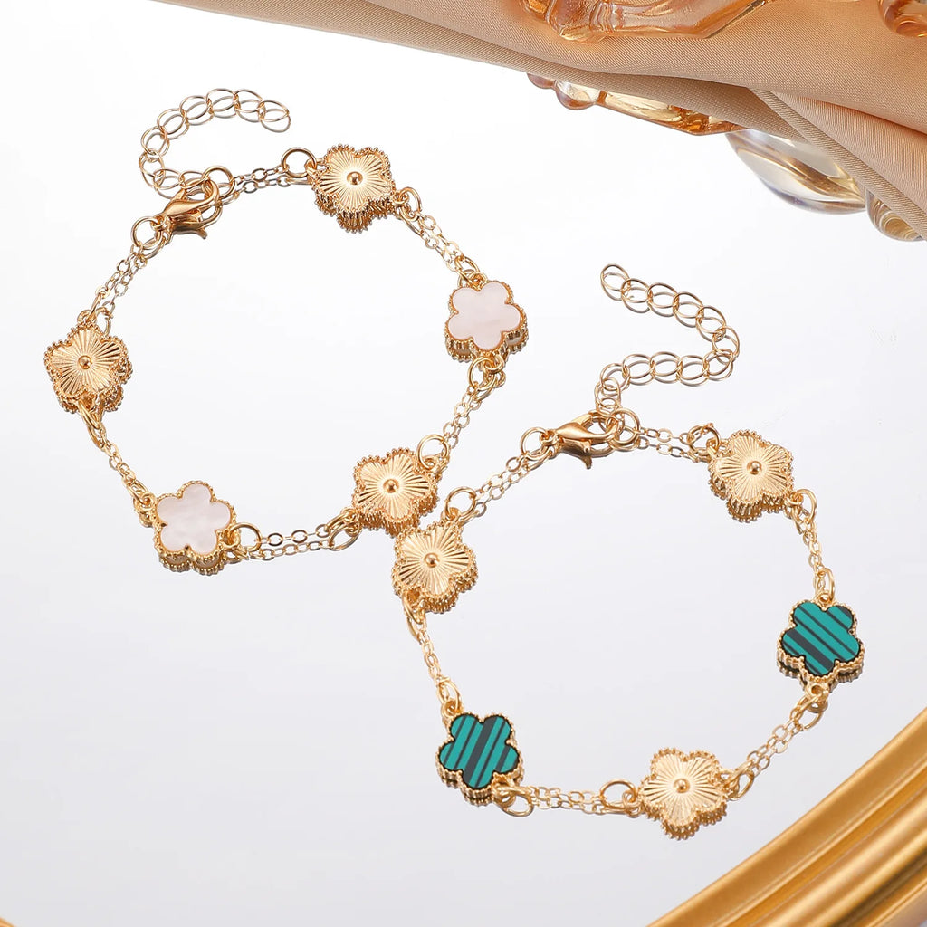 Five Petal Flower Bracelet Chain Tassel Colorful Enamel Charm Women Fashion Elegant Jewelry Gift Trendy Accessory