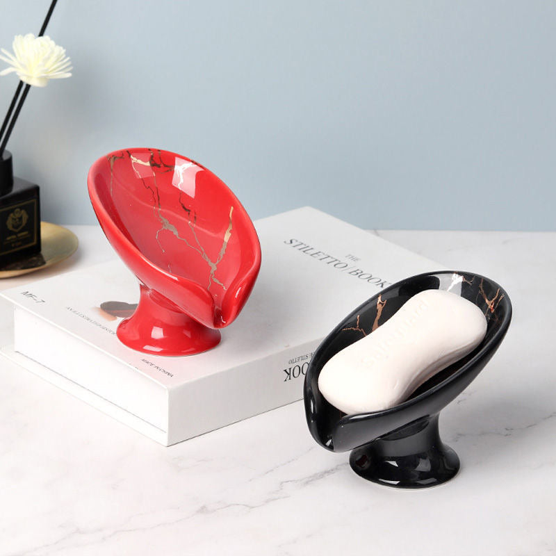 New 1 ceramic Leay shower soap holder, bathroom and kitchen supplies shape box, drain hole tray, storage board