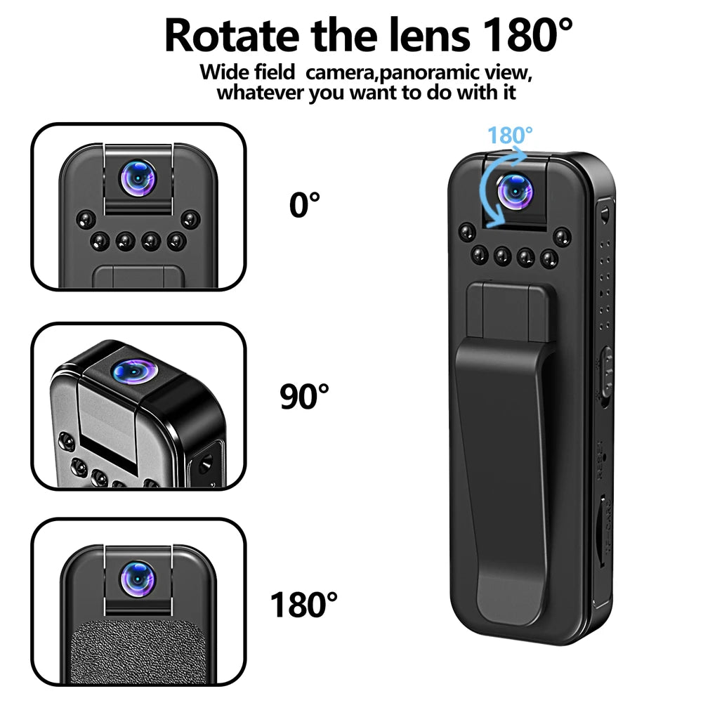 HD 1080P Mini Camera with Back Clip Infrared Night Vision Portable Digital Video Recorder Motion Detection Outdoor Sports DV DVR