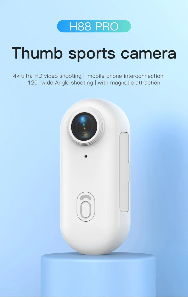 4K Mini Body Camera 64GB Action Cam with Audio & Video Thumb Hands Free Waterproof Recording Wearable Cameras Portable Camcorder
