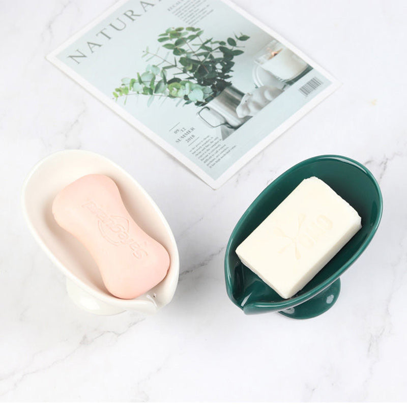 New 1 ceramic Leay shower soap holder, bathroom and kitchen supplies shape box, drain hole tray, storage board