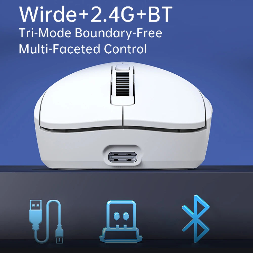 KEBIDUMEI Tri-Mode Mouse 8000DPI Gaming Mouse Bluetooth Mouse Wired/BT/2.4G Wireless Mouse Rechargeable Silent Mice for Laptop