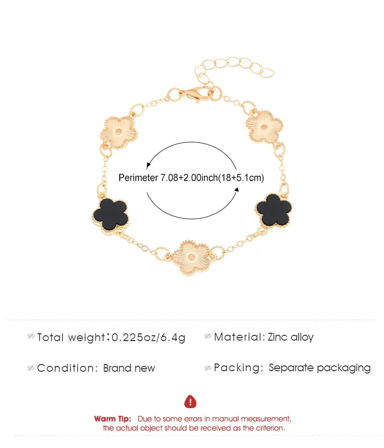 Five Petal Flower Bracelet Chain Tassel Colorful Enamel Charm Women Fashion Elegant Jewelry Gift Trendy Accessory