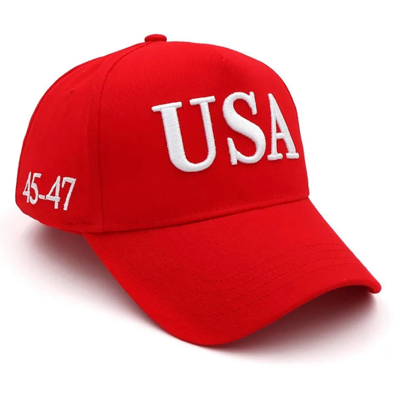 2024 New American Election Hat Letter Embroidered Red Cap American Flag Baseball Cap Party Assembly Hat