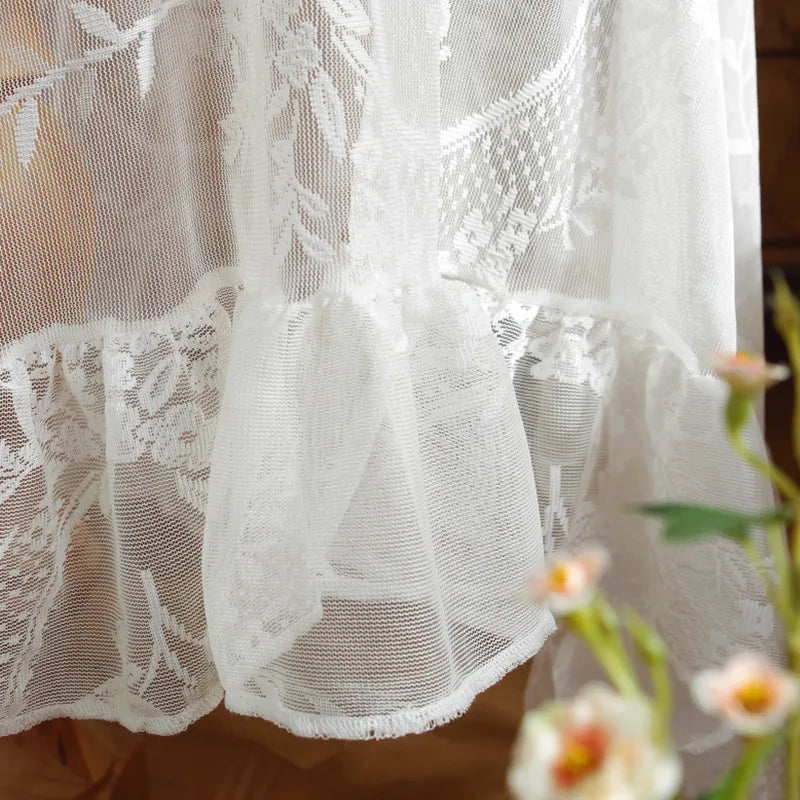 Battilo White Round Lace Tablecloth Floral Embroidered Table Cloth for Dinning Table Rectangular Table Cover for Wedding Party