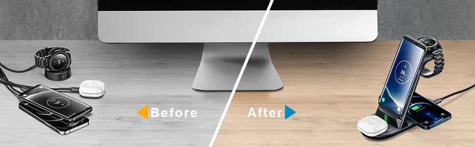 Wireless Charger, ZHIKE 4 in 1 20W Wireless Charging Station Compatible with Galaxy Phone/Watch/Buds.