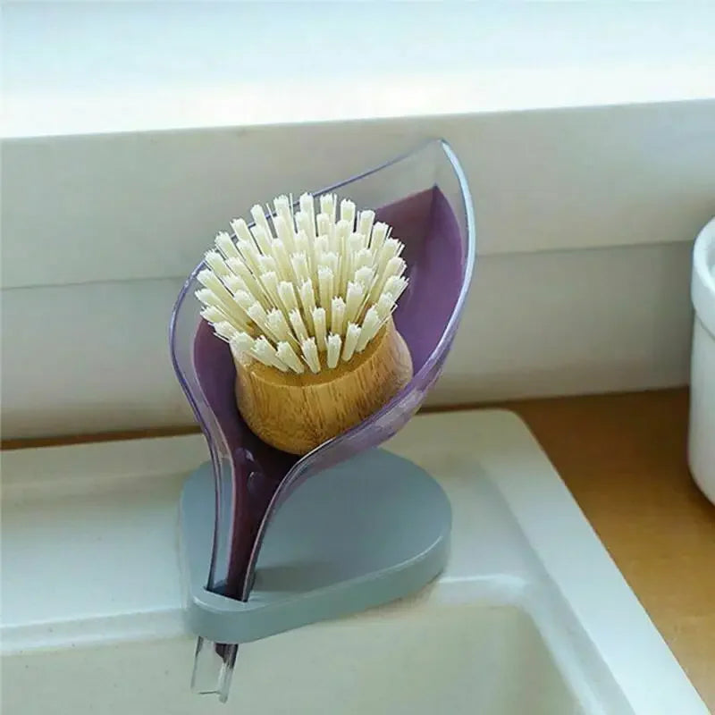 Sink Sponge Drain Leaf Shape Soap Holder Suction Cup Soap Box Creative Storage Drying Rack Cleaning Brush Case Bathroom Supplies