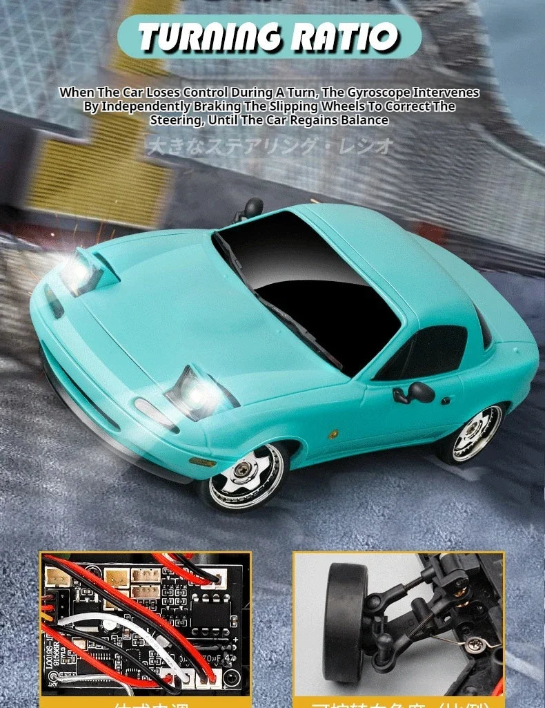 New 1:18 Adorable Mx-5 Miata Rx7 Rc Drift Car 2.4g Esp Gyro Flip-Up Light Full Scale Remote Control Toy Car Kid Adult Xmas Gift