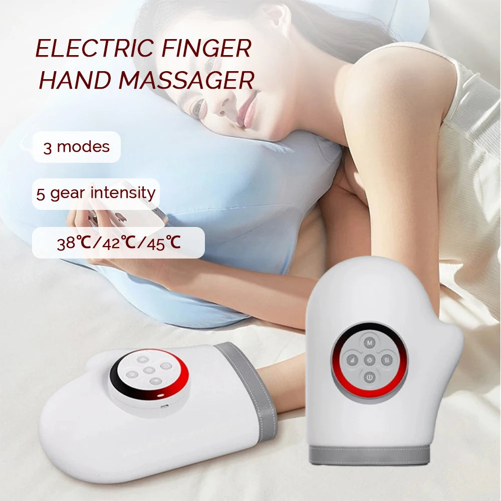 Electric Hand Massager Air Bag 5 Levels Hot Compress Kneading Hand Massage Machine Promote Finger Blood Circulation Relax Hands