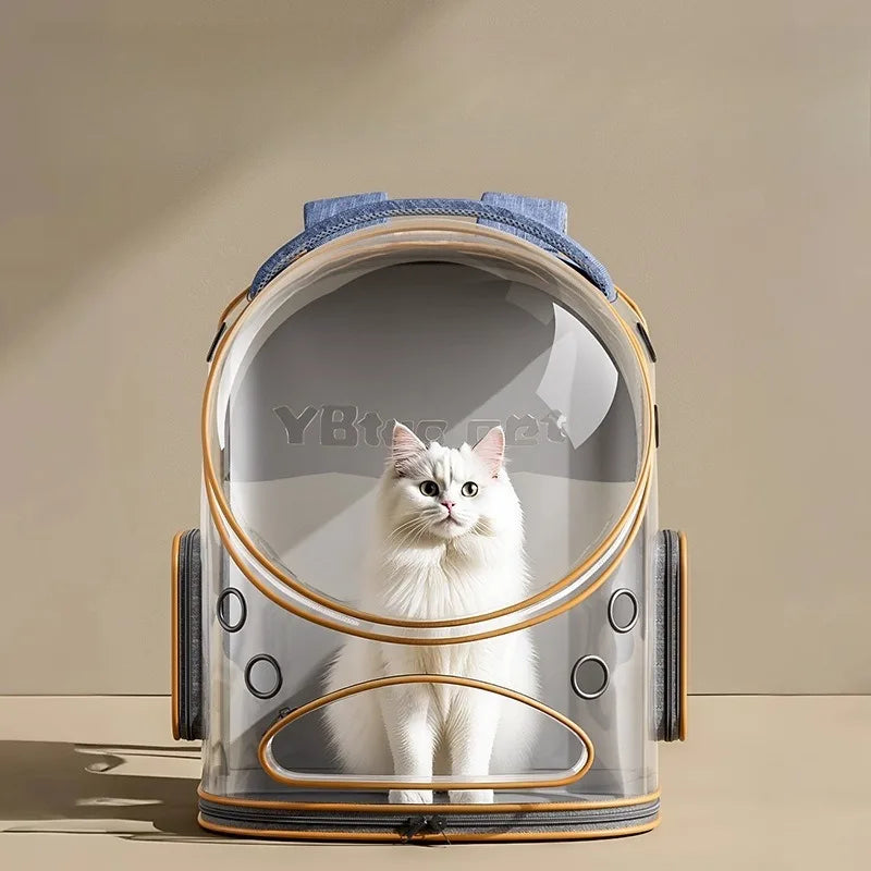 Portable cat, pet, and puppy backpack for outdoor use, lightweight and large capacity cat, small dog, space capsule, backpack